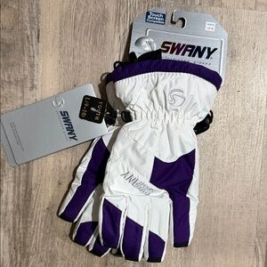 Swany Youth White and Purple Winter Gloves